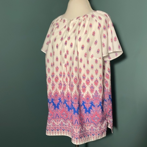 Talbots tunic pink and blue , boho print 1x - Picture 1 of 5